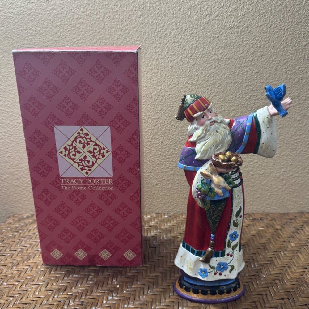 Tracy Porter Midwest of Cannon Falls Santa Figure Blue  Bird1997 Christmas